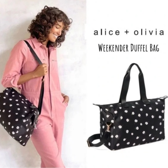 Alice + Olivia Daisy Print Duffel Bag Adjustable Strap Weekend Bag Carry On - Picture 1 of 4